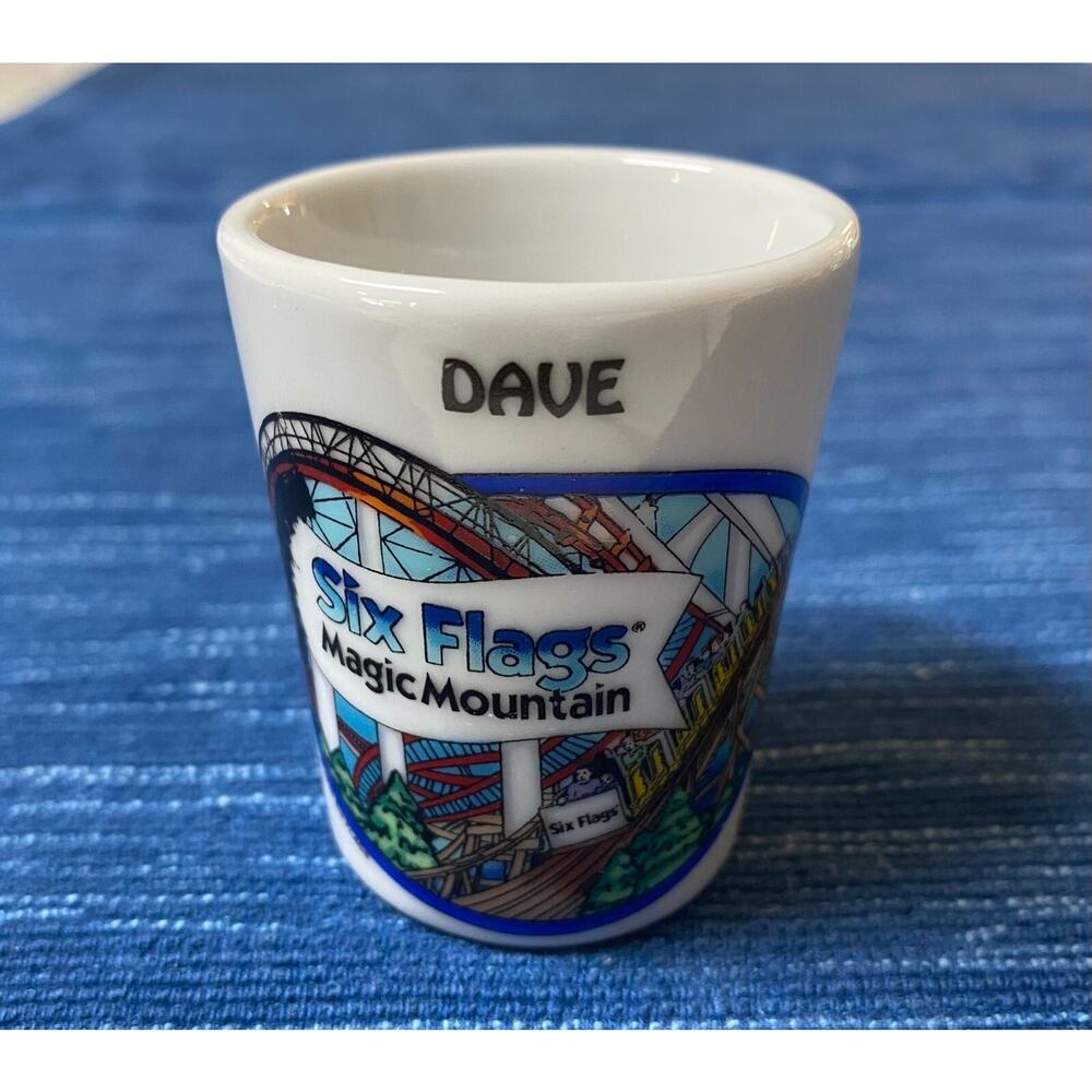 Vintage " DAVE " Six Flags Magic Mountain Shot Glass 3oz
